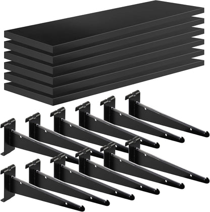6 Pack Gridwall Shelf with Metal Brackets, 16"x 8" Wooden Gridwall Shelves Heavy Duty Gridwall Shelving Organizer Accessories for Garage, Visualizer, Workbench and Bitchenette (16x8x0.6)