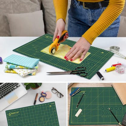 HEADLEY TOOLS 18" x 24" Thickened Self Healing Cutting Mat, A2 Rotary Cutting Sewing Mat for Crafts, Double Sided 5-Ply Table Cutting Board for Fabric Quilting Leather Arts Hobby Project, Grey/Black