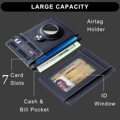 Slim Minimalist Front Pocket Air Tag Wallet, RFID Blocking Card Holder Wallet with Airtag Holder