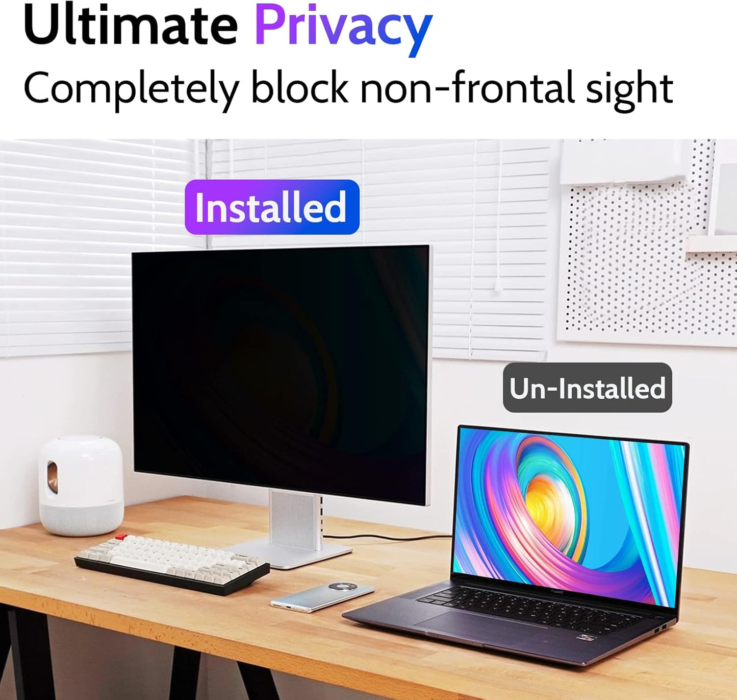 Peslv 15.6 Inch Laptop Privacy Screen Compatible With Lenovo Hp Dell Acer Asus Thinkpad Envy Xps, 16:9 Aspect Removable Anti Glare Blue Light Filter Protector, 15 In Computer Monitor Security Shield