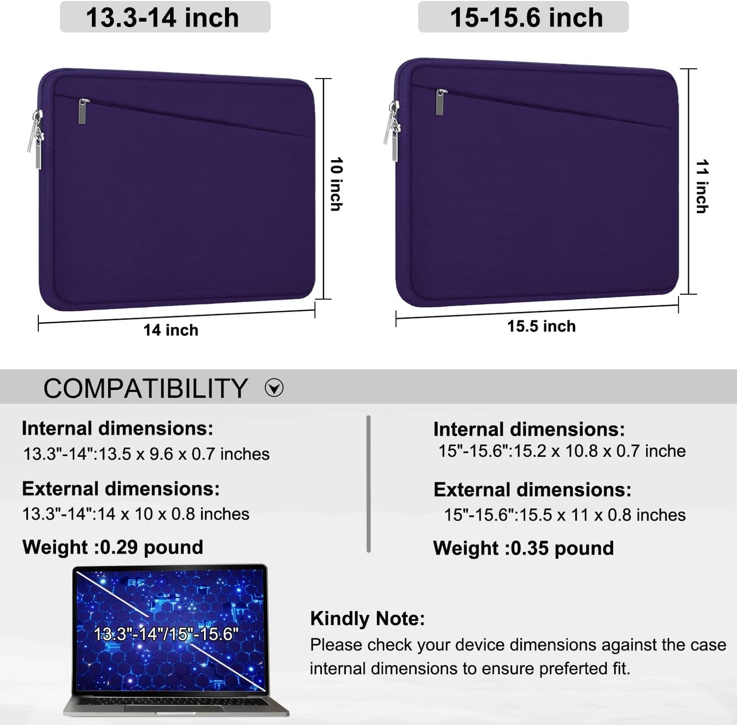 Laptop Sleeve 15.6 inch, Durable Computer Carrying Bag Protective Case Briefcase Handbag with Front Pocket, Slim Laptop Cover for 15-16 Inch HP, Dell, Lenovo, Asus, Notebook, Black