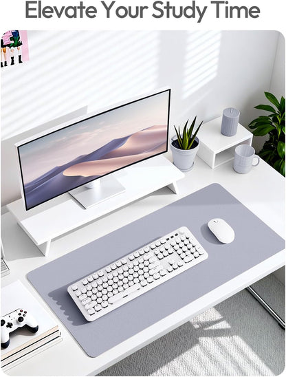 YSAGi Large Extended PU Leather Desk Pad Protector – Non-Slip Waterproof Desk Mat for Office & Home, Easy Clean Mouse Pad & Laptop Writing Blotter 35.4"x17" Black - Colors A