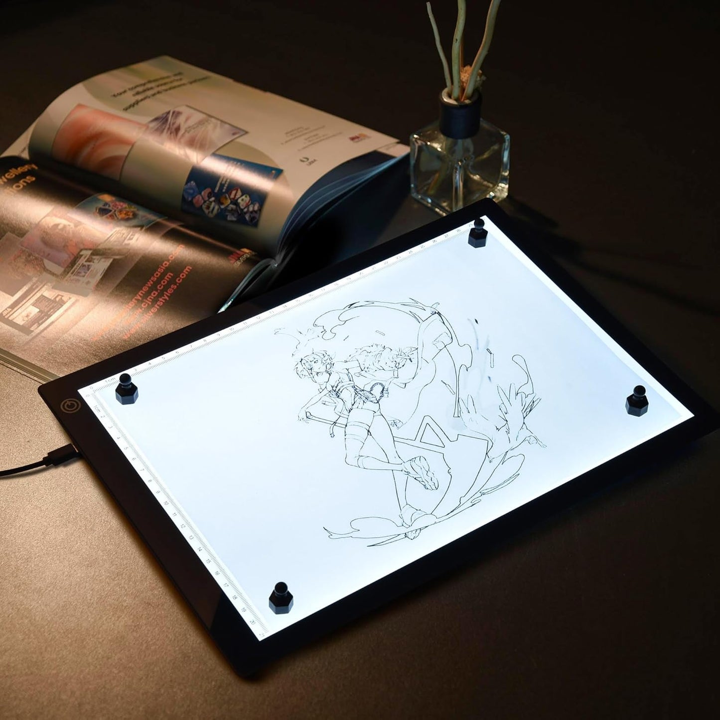 Yescom Portable A4 LED Light Pad with USB Power 14"x10" LED Light Box for Tracing Light Pad Dimmable for Art Diamond Painting Light Board Drawing Sketching Tattoo Animation