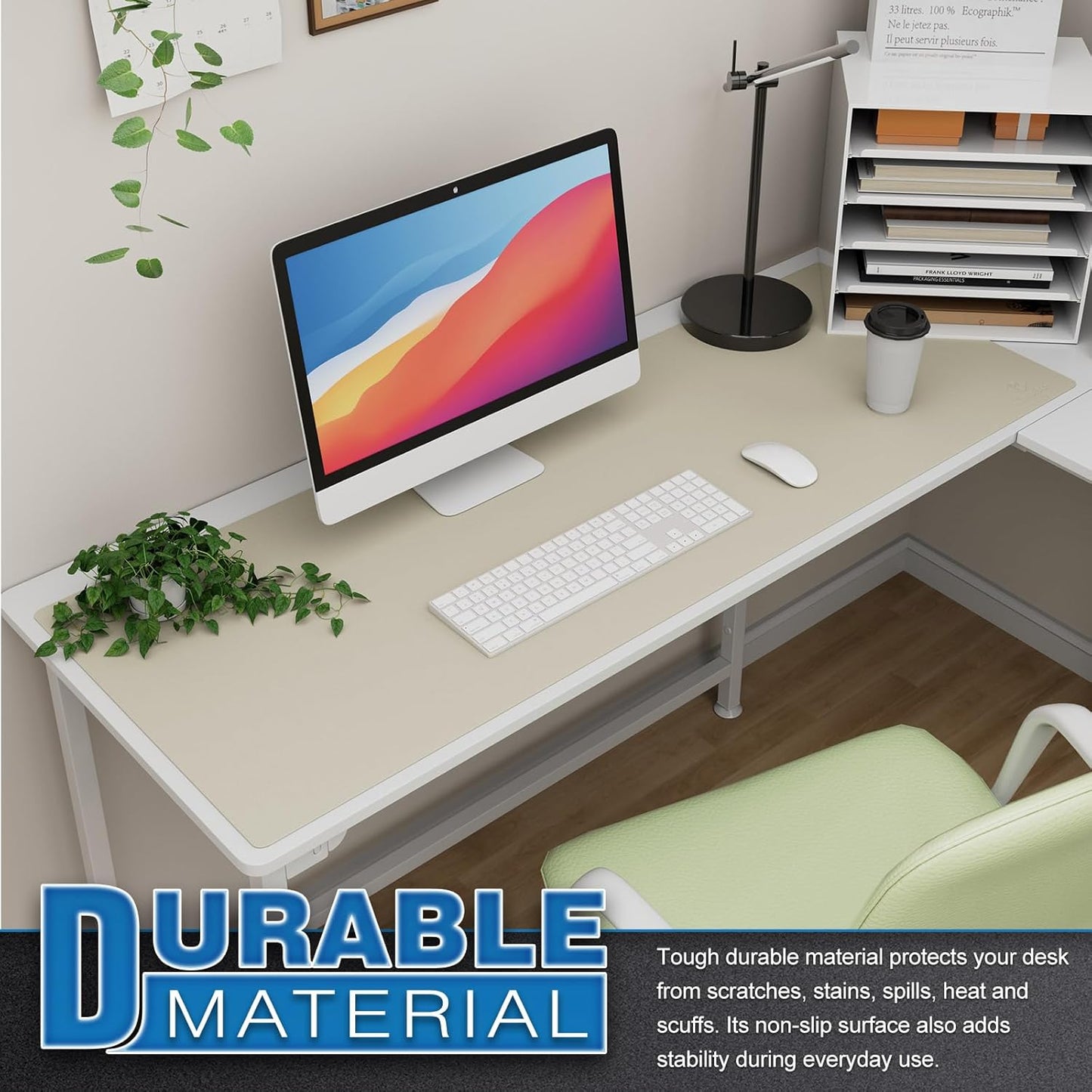 K KNODEL Large Office Leather Desk Mat, Mouse and Keyboard Pad, Computer and Laptop Mat, Desktop Protector and Cover, Writing Pad and Blotter (31.5"x15.7", Black)