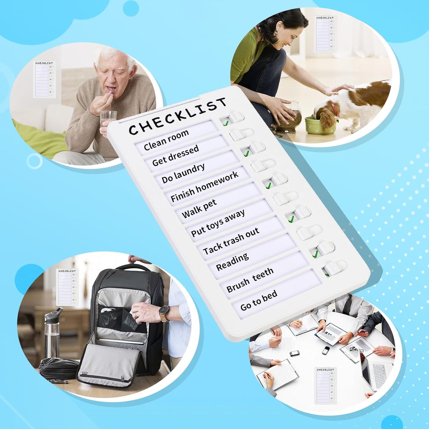 Dry Erase Chore Chart, Standable Whiteboard Checklist Board, Chore Chart for Kids Routine Chart with a Pen (Standable)