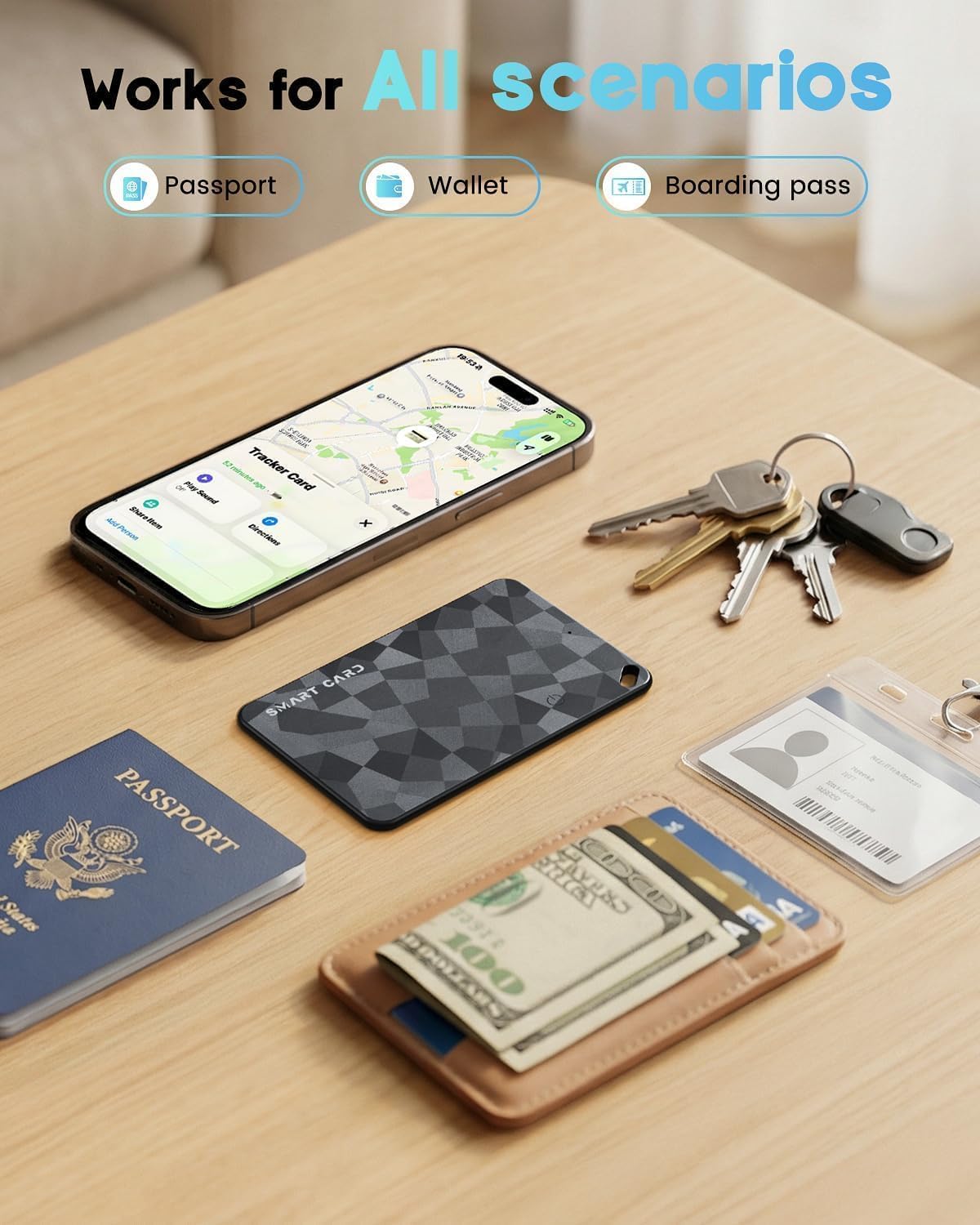 2026 Wallet Tracker Card (iOS and Android) Slim Tracking Card, 6-12 Years Battery Bluetooth Smart Card, Work with Apple Find My & Google Find Hub, GPS Locator for Luggage, Passports, Keys, Backpack