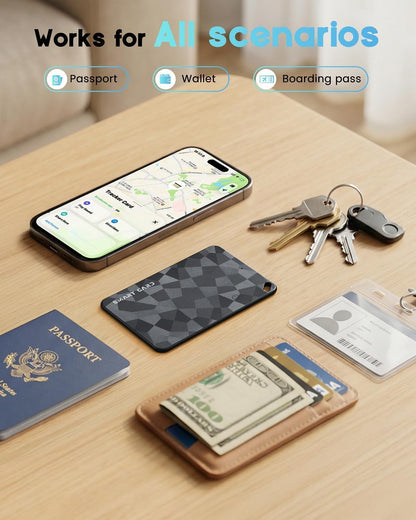 2026 Wallet Tracker Card (iOS and Android) Slim Tracking Card, 6-12 Years Battery Bluetooth Smart Card, Work with Apple Find My & Google Find Hub, GPS Locator for Luggage, Passports, Keys, Backpack