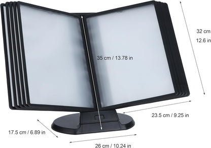 IRSTBL - Desk Reference Organizer Holder with Stand - 10 Pocket Desktop Binder System for Office, Classroom or Home