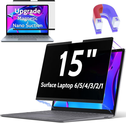 Peslv Magnetic Privacy Screen for Surface Laptop 6/5/4/3/2/1 13.5 Inch, Removable Anti Blue Light Glare Filter, Black Security Private Apy Block Protector