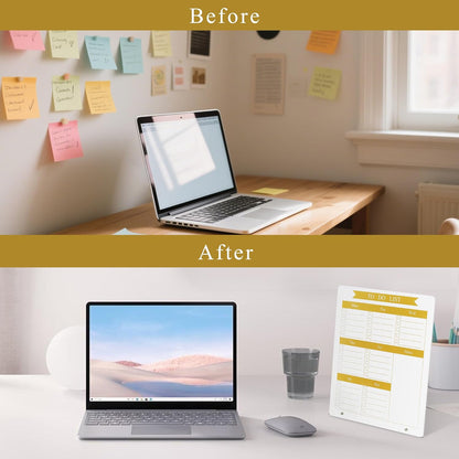 Weekly Planner Dry Erase Board for Desk,10''x12'',Acrylic Desk Calendar to Do List Planner Board with Stand,Pink Dry Erase White Board for Home Office School-ZL-P-2530