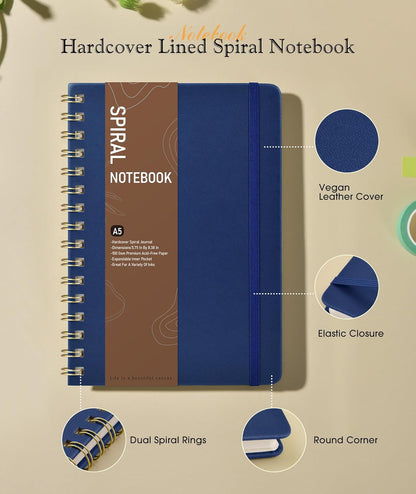 Graph Spiral Journal Notebook, A5 Hardcover Spiral Journals for Women Men, 100 GSM Graph Paper Notebooks, 150 Pages Spiral Bound Grid Notebook for Writing Note Taking Work 5.75" x 8.38" Olive Green