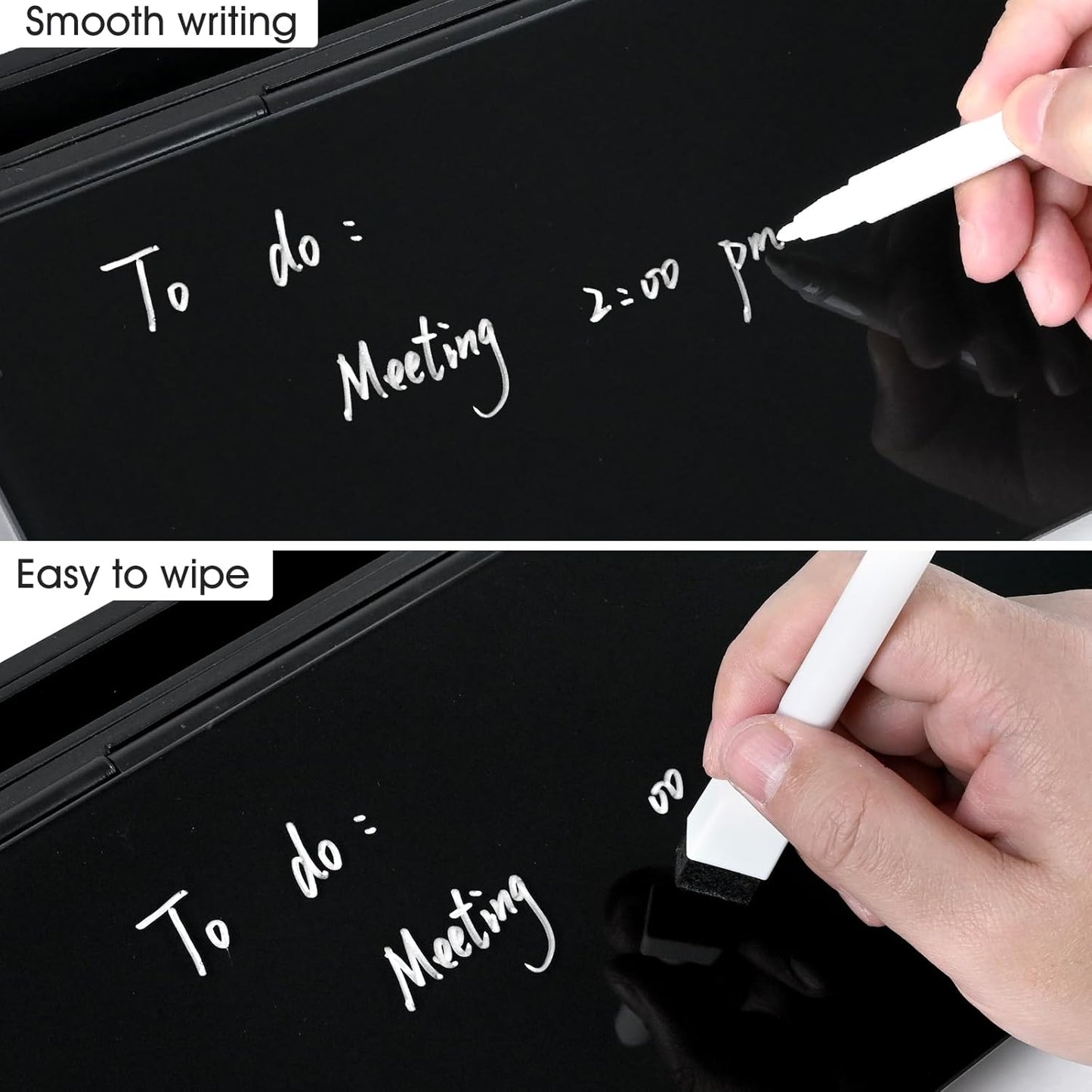 Varhomax Glass Weekly Planner Desk White Board, Desktop Calendar Whiteboard with Storage, to Do List Memo Caddy for Home Office and School Supplies, Black