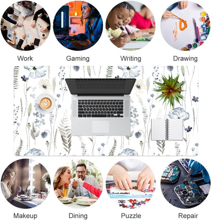 QIYI Large Mouse Pad, Cute Pink Desk Mat for Desktop, Women Girls PU Leather Desk Pad Waterproof Gaming Mousepad, Rose Gold Marble Computer Protector Writing Pad for School Office Home 31.5" x 15.7"