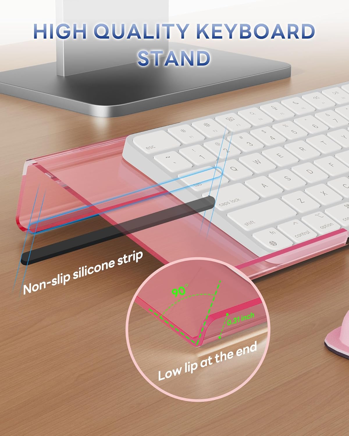Laborio Computer Keyboard Stand for Desktop, Keyboard Riser Wrist Rest Holder for Easy Typing, Office Desk, Home, School Accessories(Coffee)