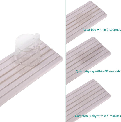 NiuYichee 2 PCS Water Absorbent diatomite Coasters, 8.3" x 4" Water Absorbing Stone Tray for Sink, Stone Drying mat for Kitchen Counter, Stone soap Tray Used for Hand Soaps & toiletries & Plants