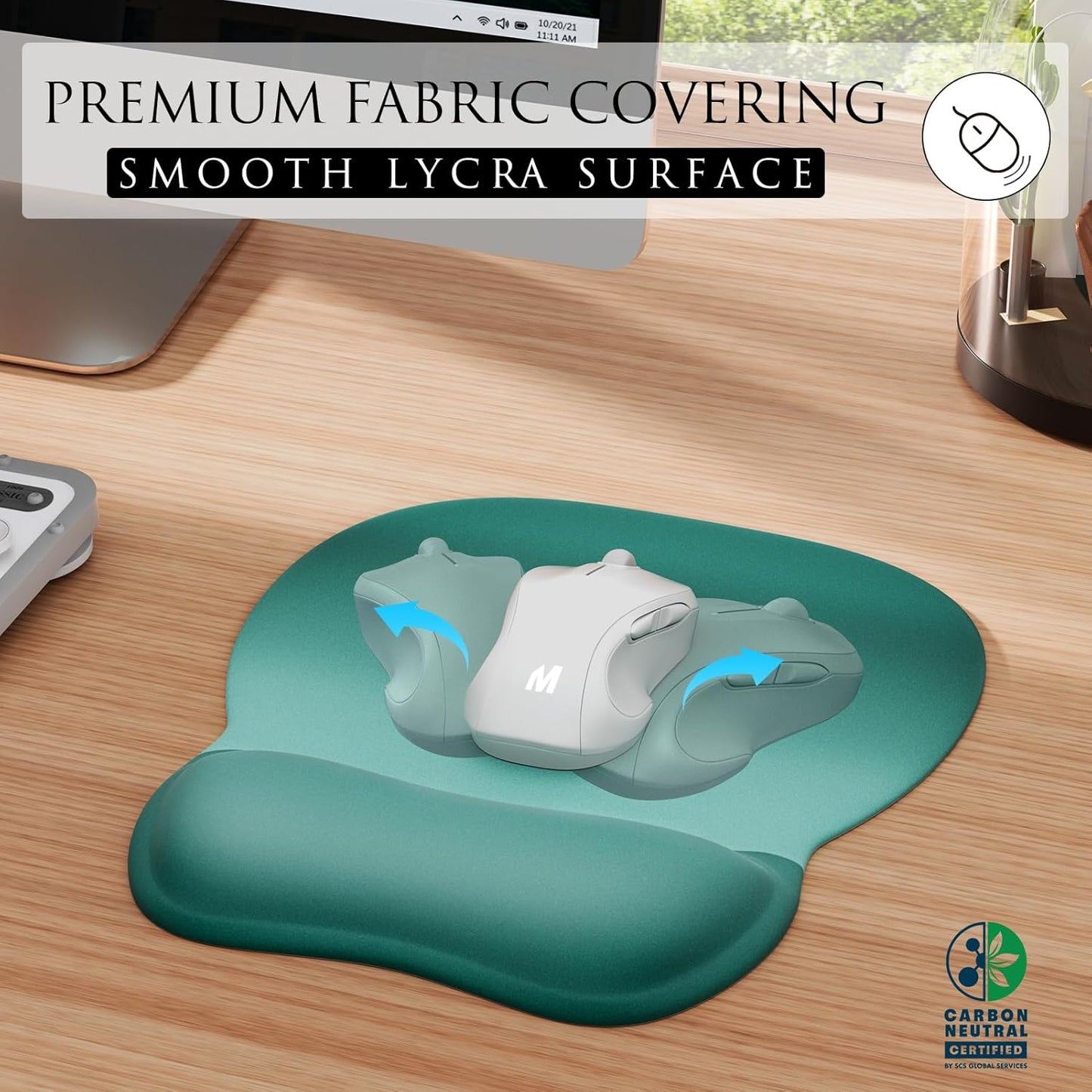 MROCO Ergonomic Mouse Pad with Gel Wrist Rest, Smooth Wrist Support Surface, Non-Slip PU Base for Pain Relief, Comfortable Mousepad for Computer, Laptop, Office & Home, 9.4 x 8.1 in, Black