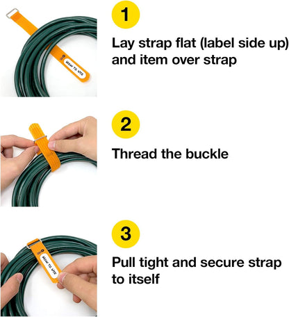 Wrap-It Storage Cinch-Straps, 5-in (20-Pack) Black - Hook and Loop Strap with Write on Label for Easy Cord Identification and Cable Management