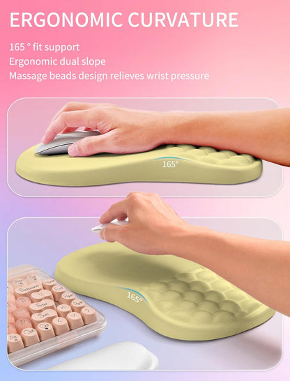 Hokafenle 2in1 Combination, Wave Keyboard Wrist Rest and Ergonomic Curvature Mouse Pad Wrist Support for Relieve Wrist Pain, Filled with Soft Cushion Memory Foam, Black