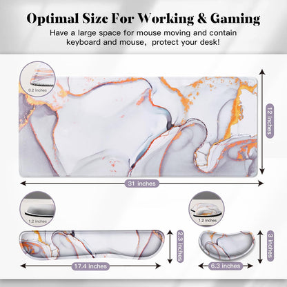 Gimars Upgrade Enlarge Silky and Superfine Fabric Gel Memory Foam Keyboard Wrist Rest Set, Ergonomic Keyboard Mouse Wrist Support for Typing Pain Relief, Comfort for Office, Gaming, Computer, Black