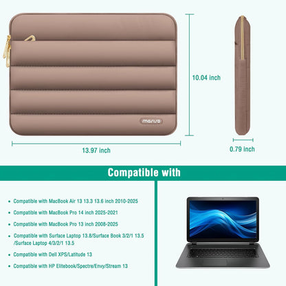 MOSISO Laptop Case 13.3 inch,13-13.3 inch Puffy Laptop Sleeve Compatible with MacBook Neo/Air 13.6 M5 M4 M3 M2 M1/Pro 13/14,HP Dell ASUS Lenovo,Polyester Horizontal Bag with Small Case, Sand