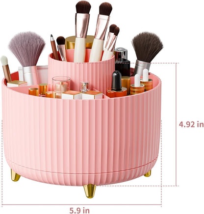 fanado 360° Rotate Makeup Brush Holder Organizer, Makeup Organizers Countertop, Makeup organization and Skincare Storage for Vanity, Desktop, Bathroom (White)