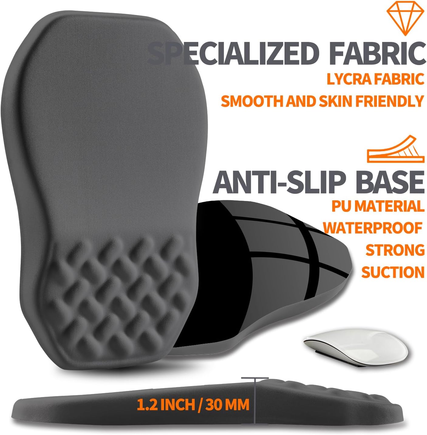 Ergonomic Slope Mouse Pad Wrist Support, Wrist Rest Mousepad for Carpal Tunnel Pain Relief with Massage Bulge and Slow Rebound Memory Foam (12x8 inch, Black)