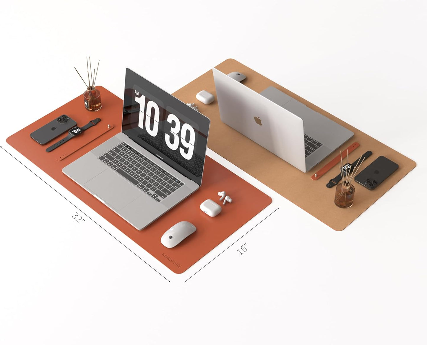 RENMTURE Desk Pad, Cork & PU Leather Desk Mat, Large Mouse pad, Non-Slip Desk Protector and Blotter, Waterproof Writing Pad, Desk Accessories and Organizers for Home Office (Light Yellow, 32"x16")