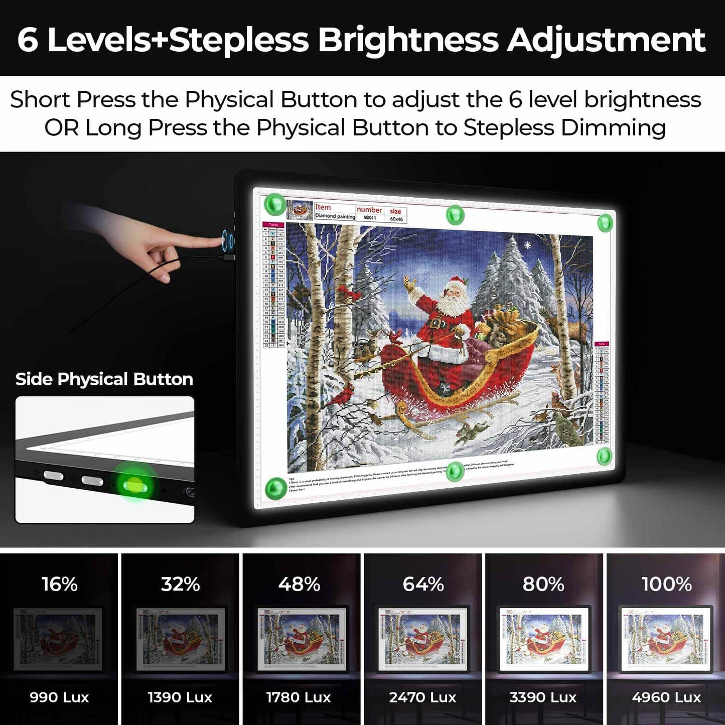 A2 Light Pad (25.2" x 18.4"), Large Magnetic Bright Light Box for tracing,6 Levels Dimming/3 Color,Physical Buttons,Light Board for Diamond Painting,Light Table for Drawing, Sketching