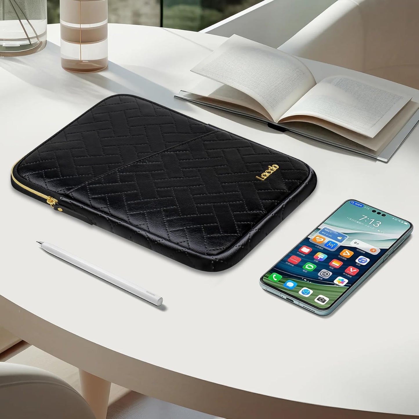 Lacdo Tablet Sleeve Case for 11 inch iPad A16 / 11 inch iPad Air M4 M3 M2 / 11" iPad Pro M5 M4 / 10.9" iPad /10.2" iPad /10.9" ipad Air / 11 Inch Samsung Galaxy Tab A9+ Bag, Fit Magic Keyboard, Black