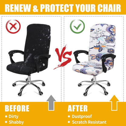 Smiry Stretch Printed Office Chair Armrest Covers, 2 Pcs Soft Fit Removable Washable Computer Desk Chair Arm Covers Protector, Black