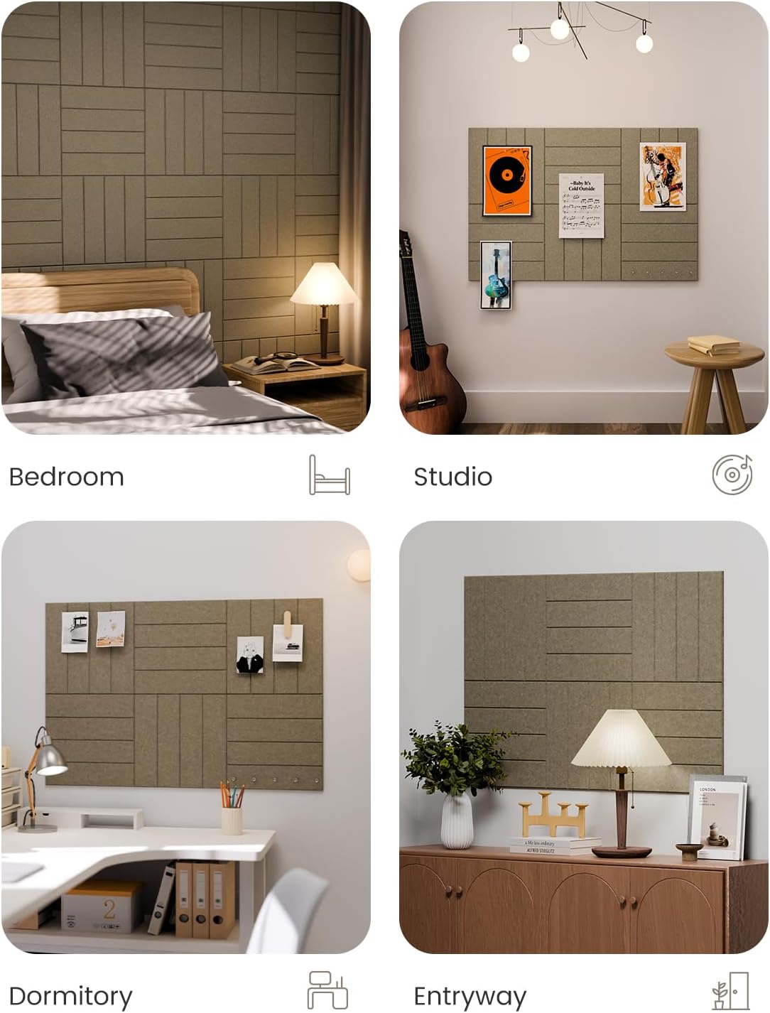 Fluxynara Large Felt Bulletin Board 48" x 36" Cork Board Alternative-12 Pack with 70 Safe Removable Adhesive Tabs, Cork Boards for Walls Cork Board for Home Office Classroom Pin Board (Oatmeal)