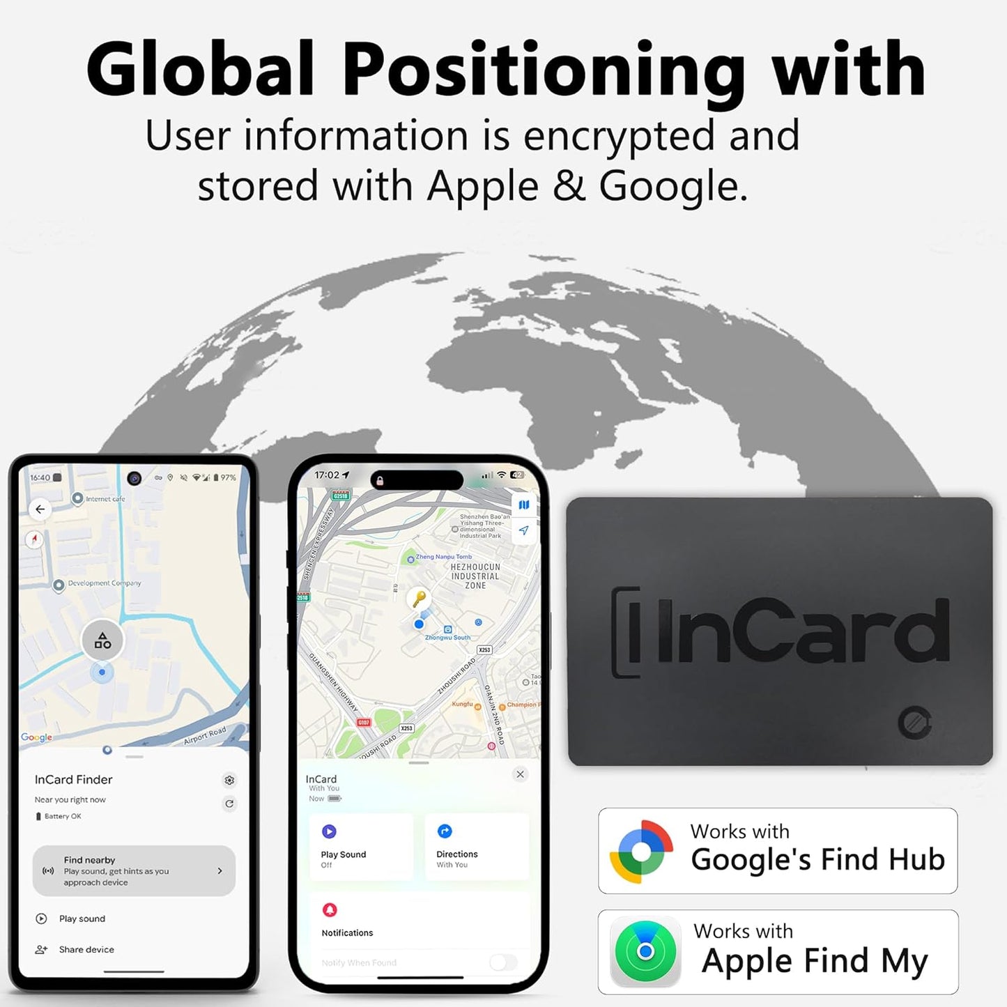Wallet Tracker (Both iOS and Android) IP68 Bluetooth Smart Finder Card GPS Tracker for Bags Passport Works with Apple Find My (Apple MFi Certified) & Google Find My Device - 5 Year Battery Life