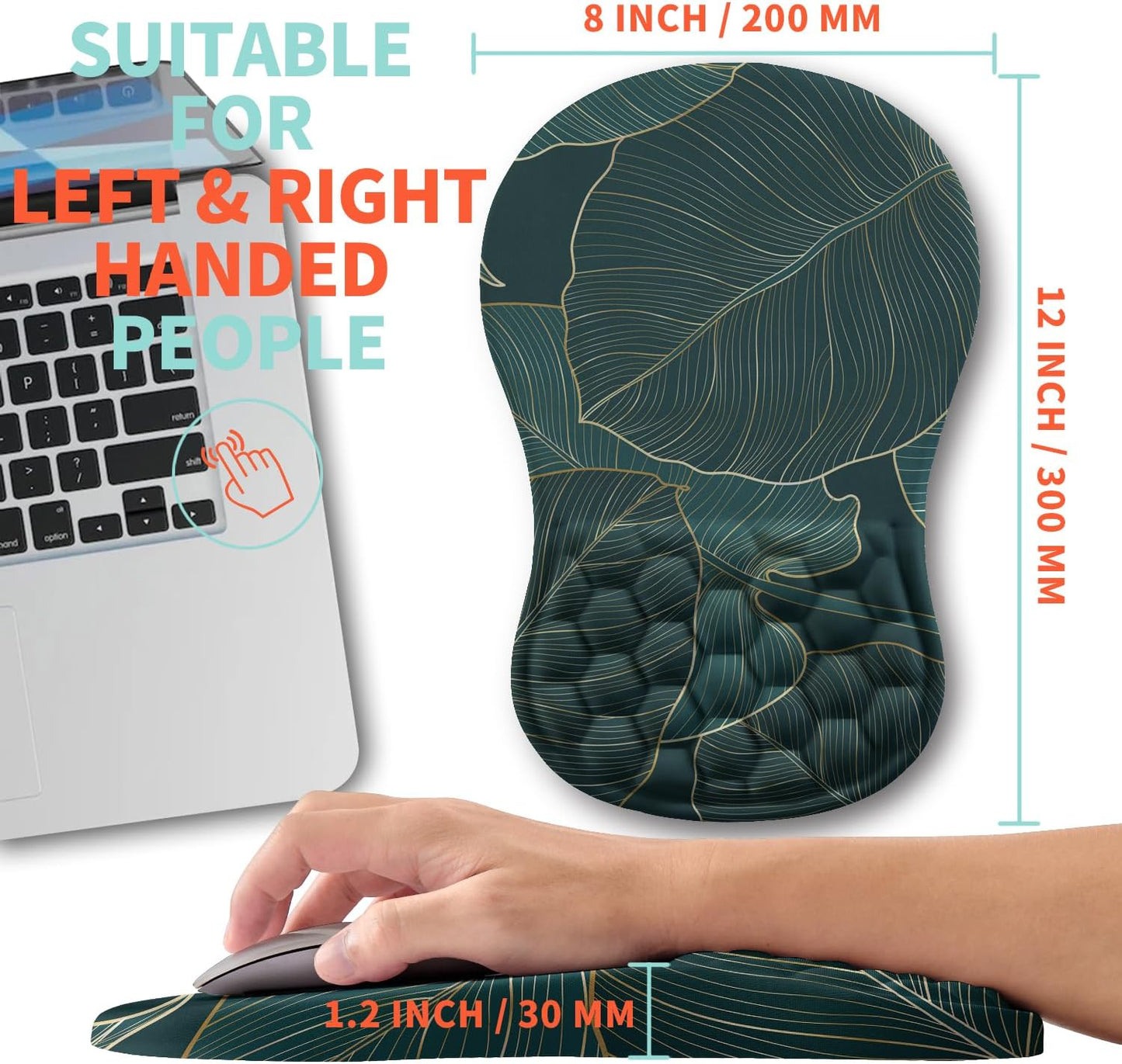 Ergonomic Mouse Pad Wrist Support with Memory Foam Massage Bulge, Carpal Tunnel Pain Relief Mousepad Wrist Rest for Mouse(12x8 inch, Silver Gray Light Purple)