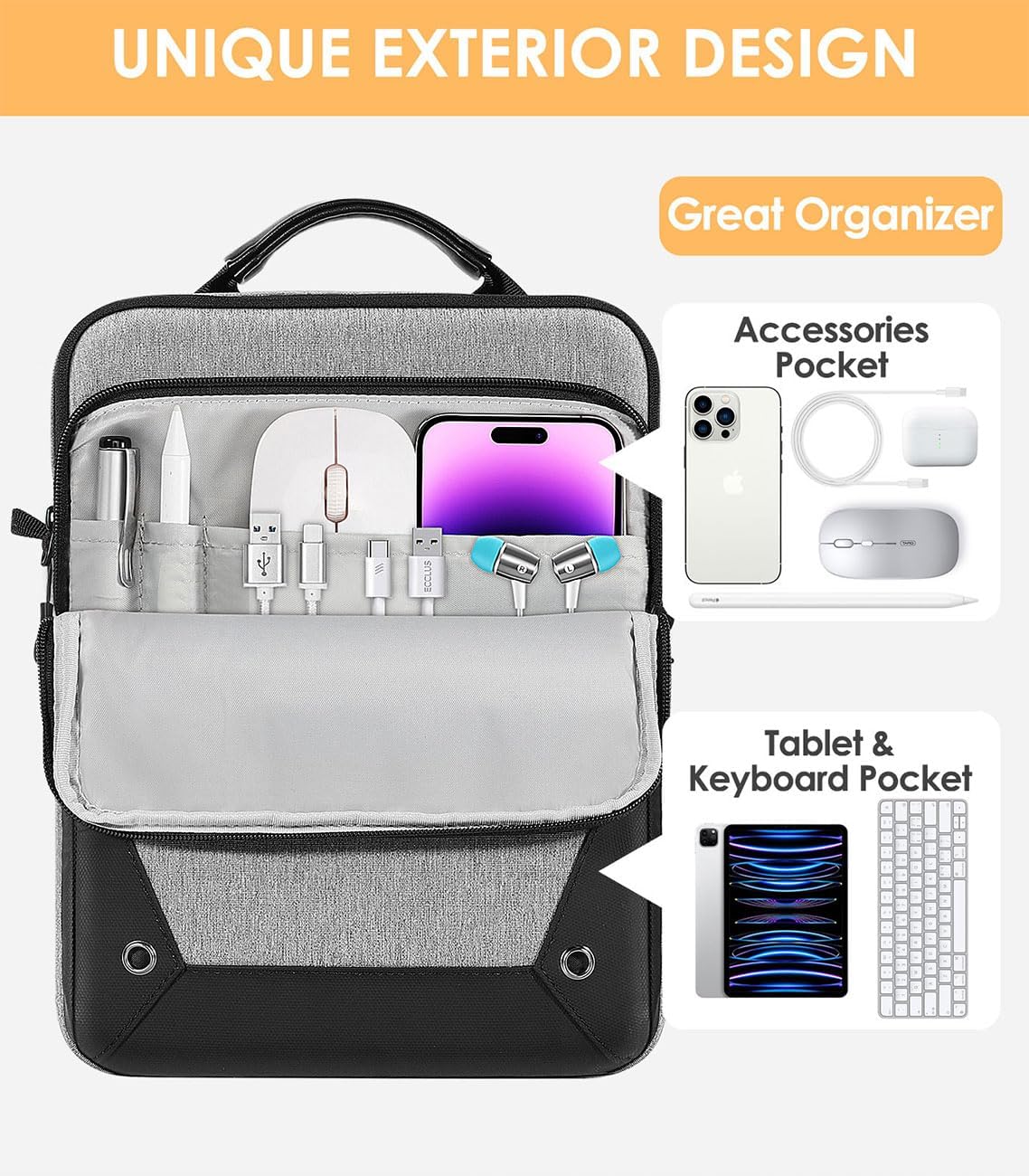 MoKo 9-11 Inch Tablet Sleeve Bag 360° Protetive Carrying Case Compatible with iPad 10th 10.9, iPad Air 5/4th 10.9, iPad 9/8th 10.2, iPad Pro 11, Tab S8/S9 11, with Handle and Shoulder Strap, Black