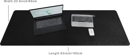 Vyaaa PU Leather & Cork Desk Mat, 39.4"x15.7" Dual Sided Computer Desk mat, Waterproof Large Mouse Pad, Non-Slip Office Desk pad, Office Desk Protector for Work/Gaming/Home (Black)