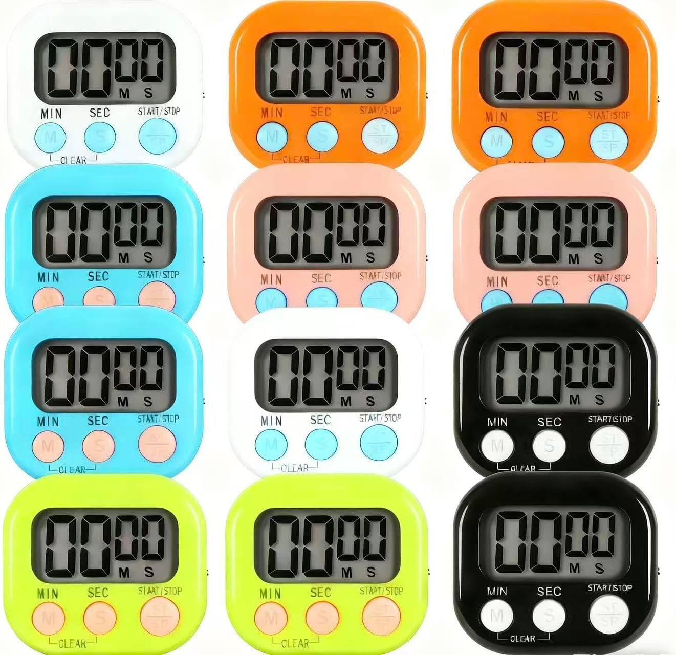 6 Pack Multi-Function Electronic Timer, Learning Management, Suitable for Kitchen, Study, Work, Exercise Training, Outdoor Activities(not Including Battery)