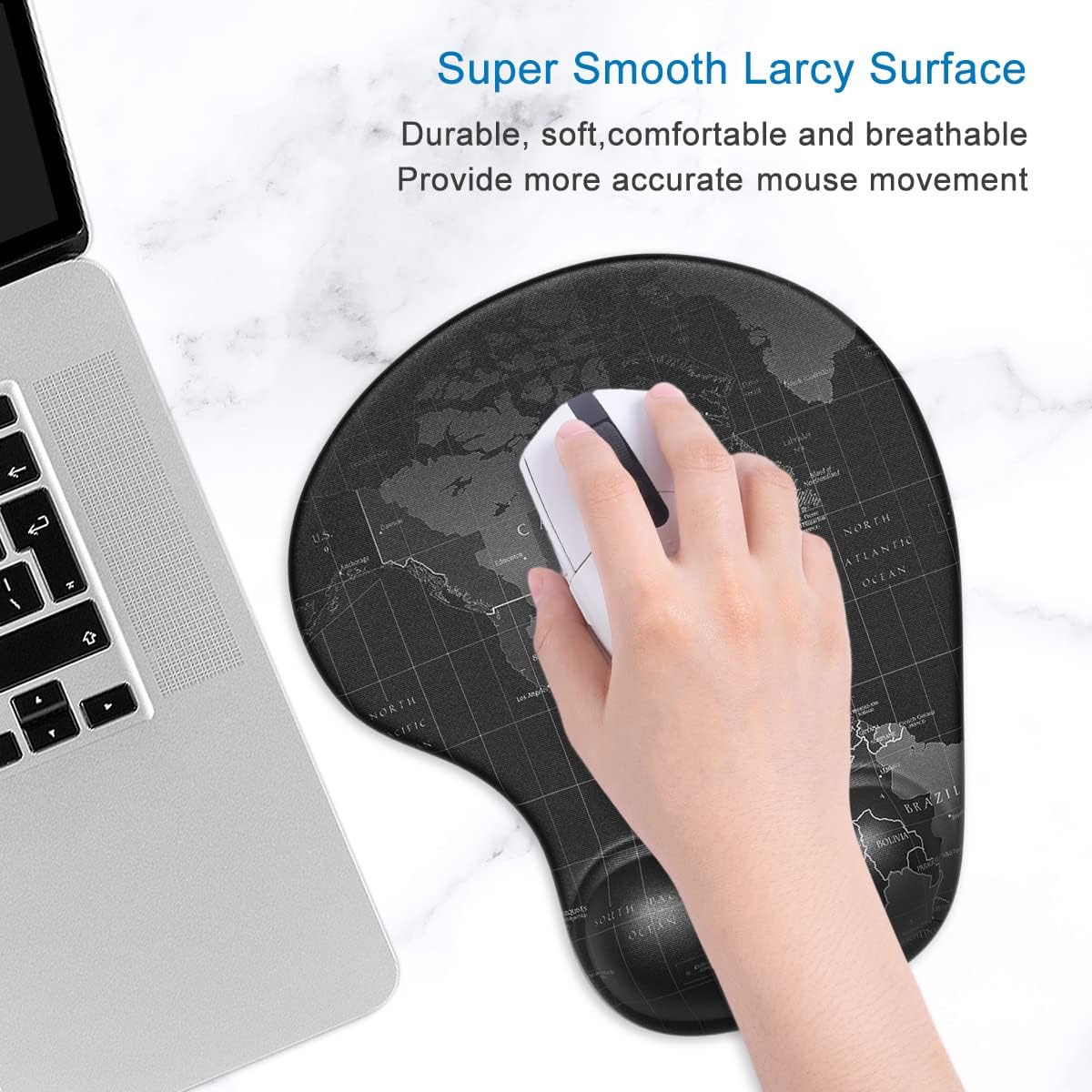 ITNRSIIET Ergonomic Mouse Pad with Gel Wrist Support Wrist Rest Smooth Surface Non-Slip PU Base Comfortable Office Supplies Pain Relief, 9.5 x 8 inches, Beach