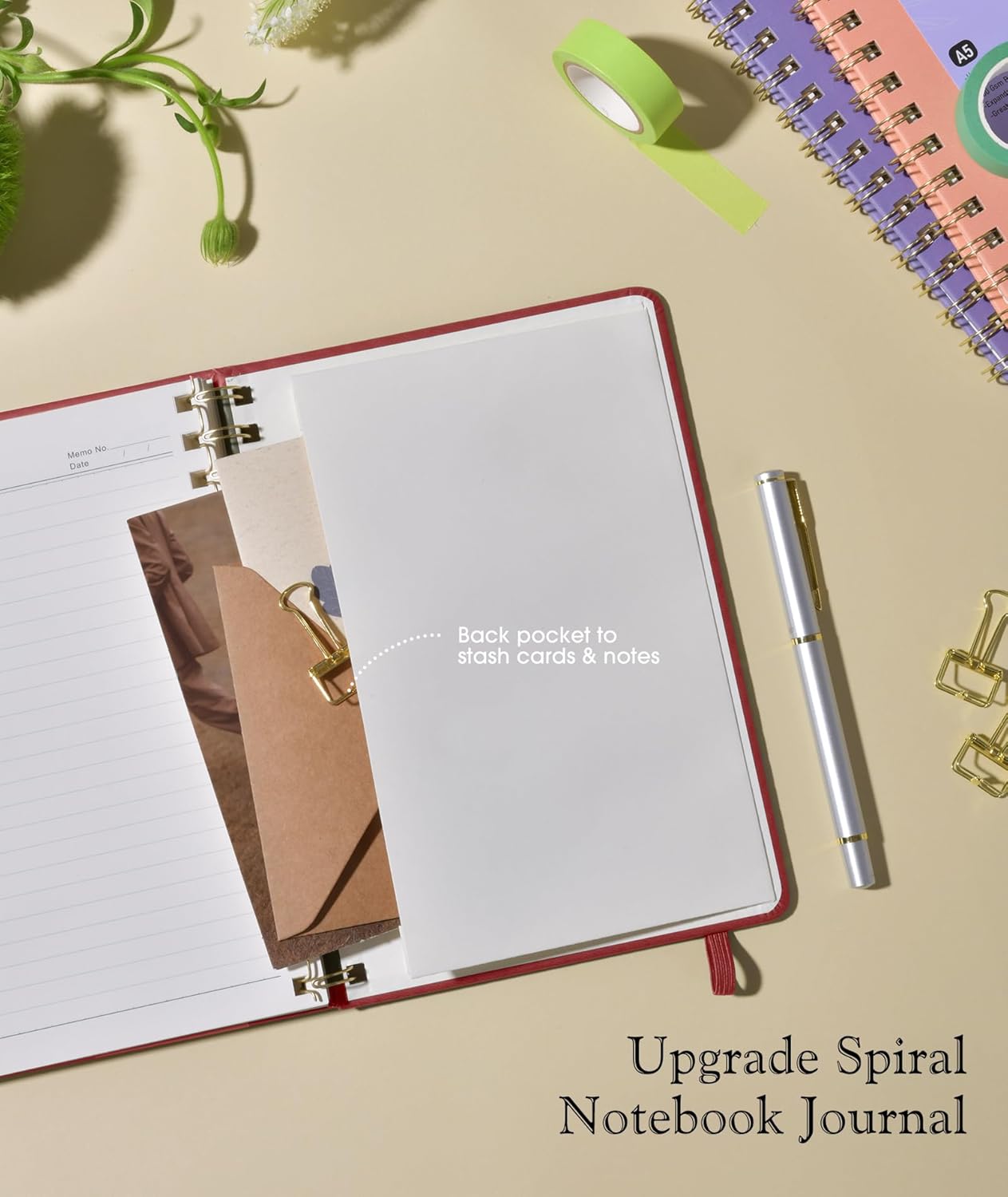 Graph Spiral Journal Notebook, A5 Hardcover Spiral Journals for Women Men, 100 GSM Graph Paper Notebooks, 150 Pages Spiral Bound Grid Notebook for Writing Note Taking Work 5.75" x 8.38" Olive Green