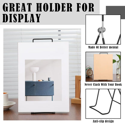 6 Pack 9.17 Inch Large Metal Book Stand for Display Adjustable Display Holder Easel Collector Stand for Home Office Back to School Books Frames Comic Plates Album CD Magazine