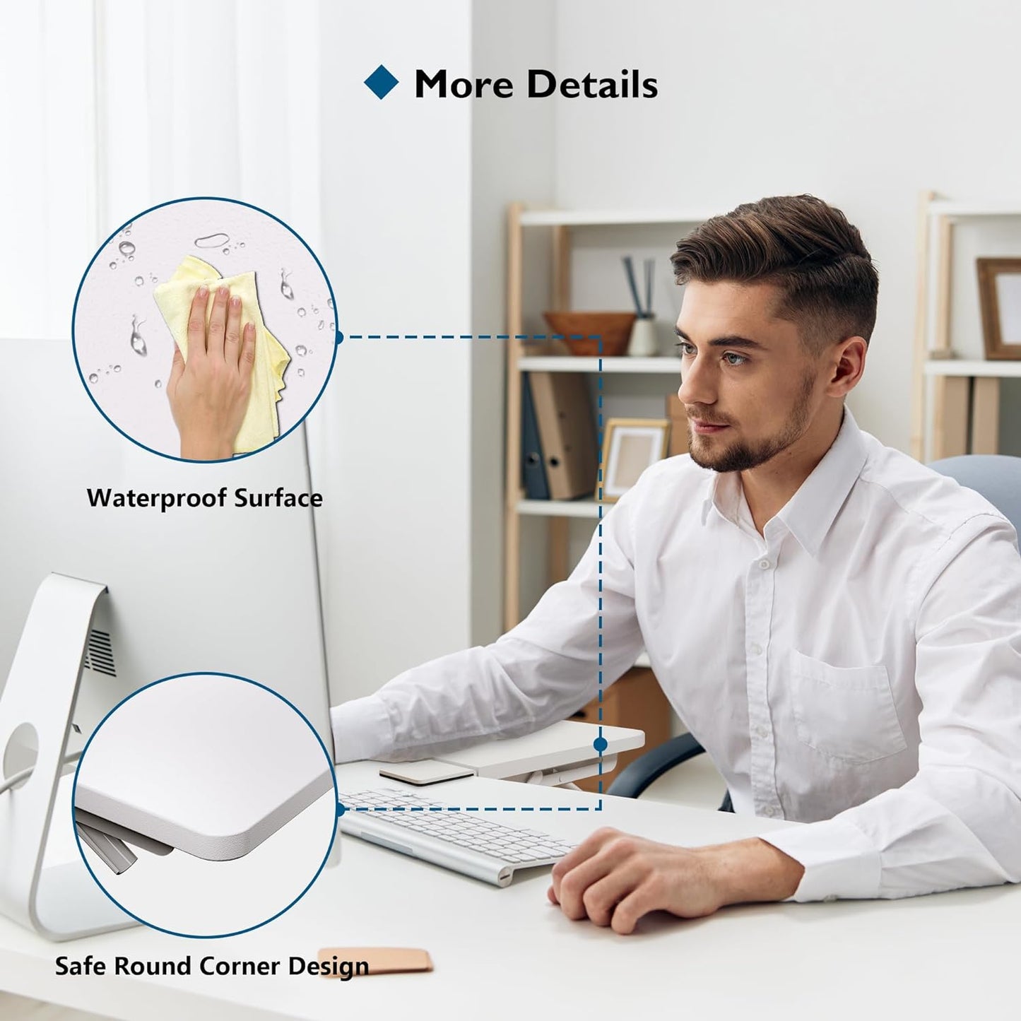 BONTEC Desk Extender Tray, 11.8"x5.9" Table Mount Arm Wrist Rest Shelf, 90°Foldable Elbow Support, Clamp on Computer Arm Rest for Desk, Office & Home Use, Durable & Easy to Install, Black Carbon Fiber