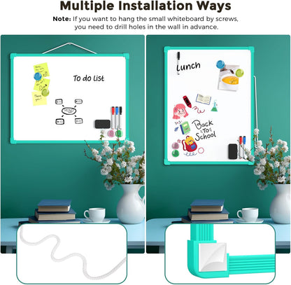 MaxGear Double-Sided Dry Erase Board for Wall, 16"x12" Hanging Whiteboard, Small Dry Erase White Board with 3 Markers and 4 Magnets, Portable Whiteboard for Planning, Drawing, Memo, to Do List