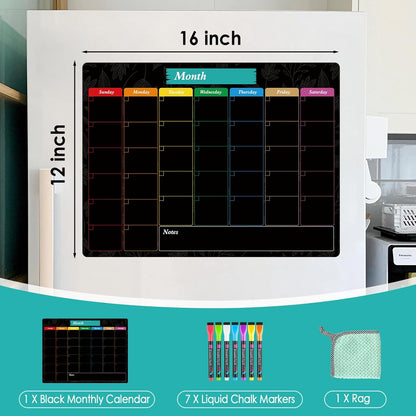 MaxGear Weekly Dry Erase Board for Fridge, 16"x12" Magnetic Calendar Whiteboard Planner for Refrigerator with Stain Resistant Technology, Include 7 Fine Point Markers and 1 Eraser