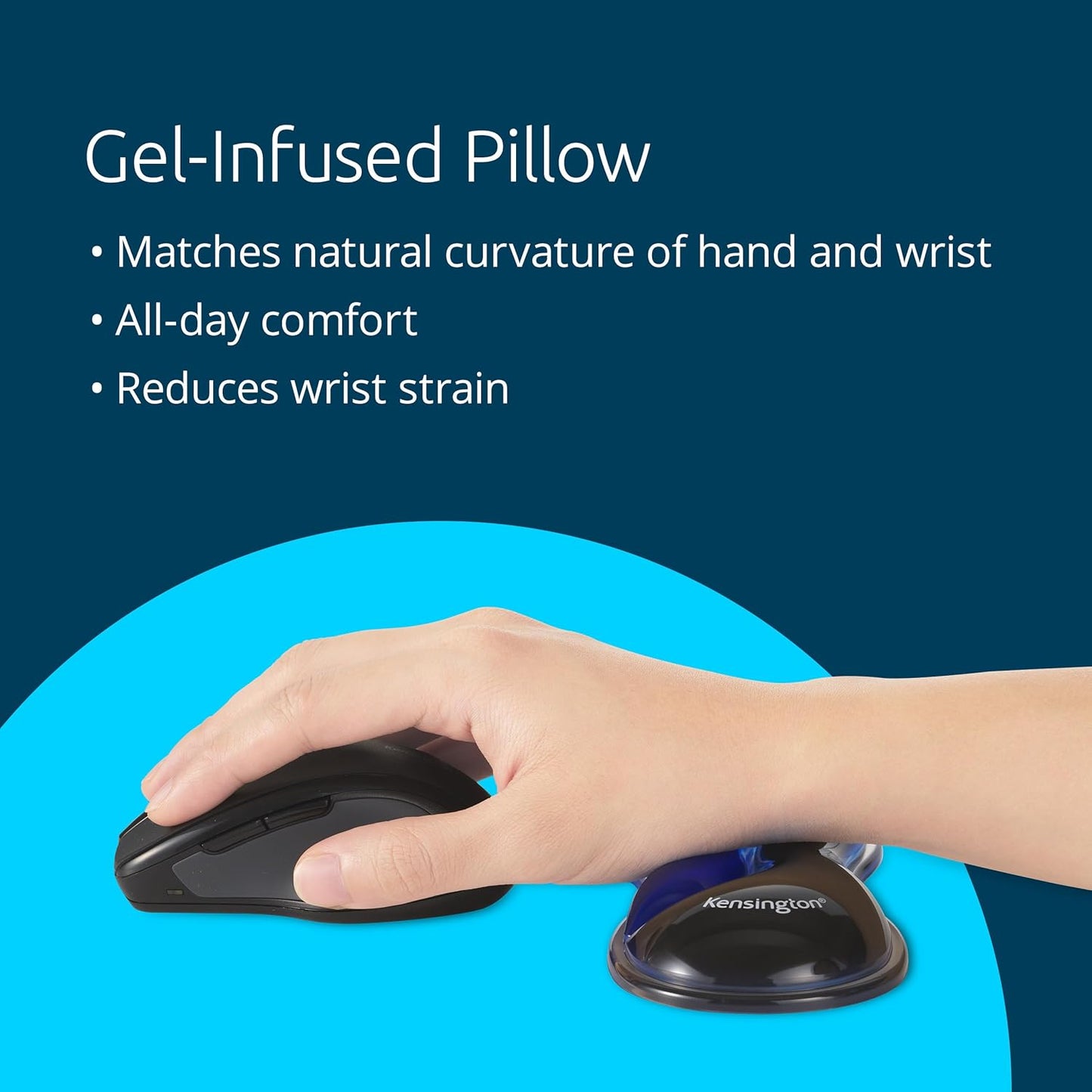 Kensington Slim Duo Gel Mouse Wrist Rest Support Cushion for Low Profile Mice & Trackballs, Ergonomic Mouse Wrist Support for Pain Relief, Comfortable Non-Skid Gel, Gray 7.56" x 2.83" x 0.87" K62438NA