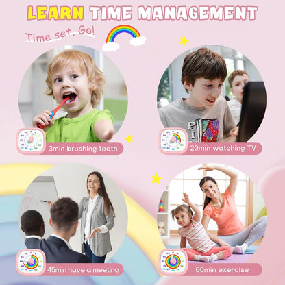 HIPPIH Visual Timer for Kids - 60 Minute Pomodoro Timers for Classroom Kitchen Office, Countdown Kids Timer Clock with Rainbow Disk, Desk Time Management Tool for Toddler with Silent Operation, Blue