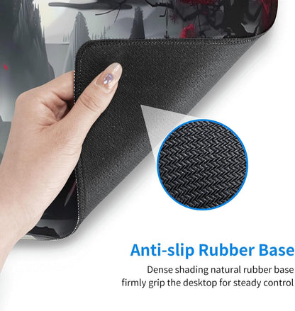 Japanese Mouse Pad, Large Japanese Desk Mat, XL Anime Gaming Keyboard Mat, Non-Slip Rubber Base, Big Extended Desk Protector for Home Office, 31.5”x11.8”