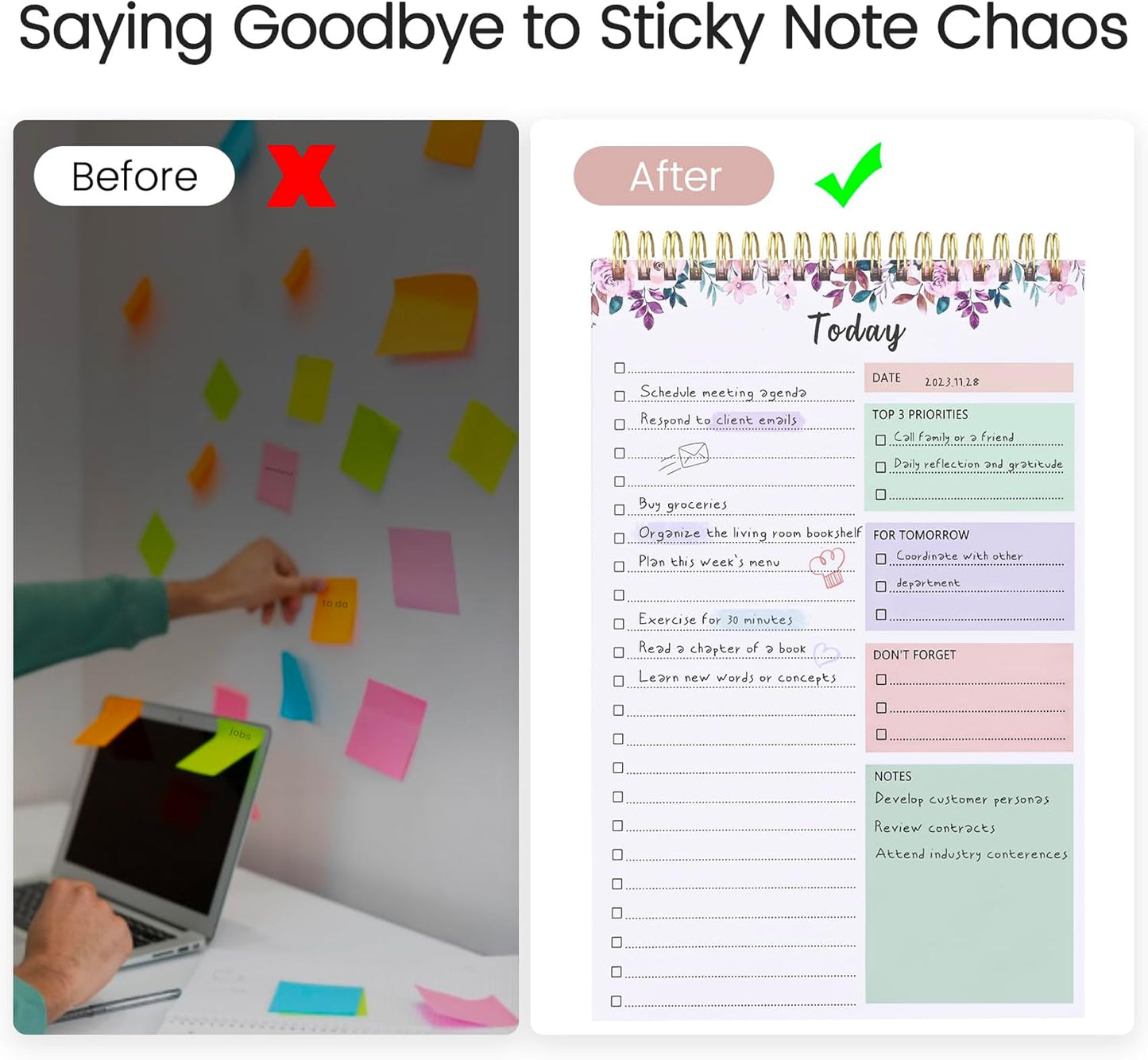 To Do List Notepad - To Do List Notebook for Work with 52 Sheets, Undated Daily Planner Perfect for Enhanced Productivity and Goal Achievement - Green