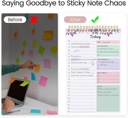 To Do List Notepad - To Do List Notebook for Work with 52 Sheets, Undated Daily Planner Perfect for Enhanced Productivity and Goal Achievement - Green