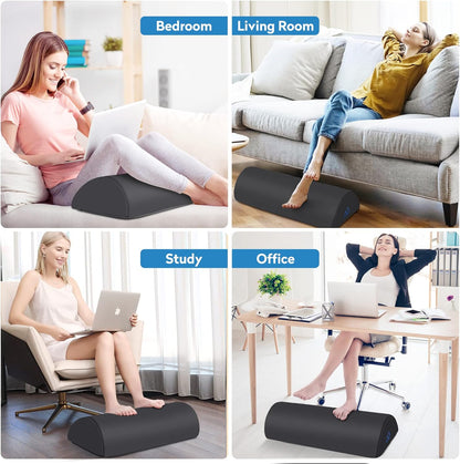 StepLively Foot Rest Ergonomic Pillow for Under Desk at Work, Anti-Fatigue Footrest Support Pillow for Fatigue & Pain Relief, Comfortable for Office Chair, Car Seat & Gaming Chair - Black