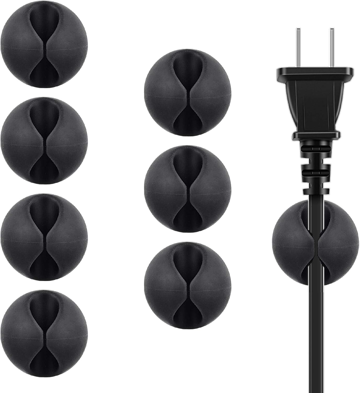 BEADNOVA Cord Organizer Cable Organizer Cable Clips Cord Holder for Desk Management Wire Holder Clips for Computer Desk (Black, 4 pcs)