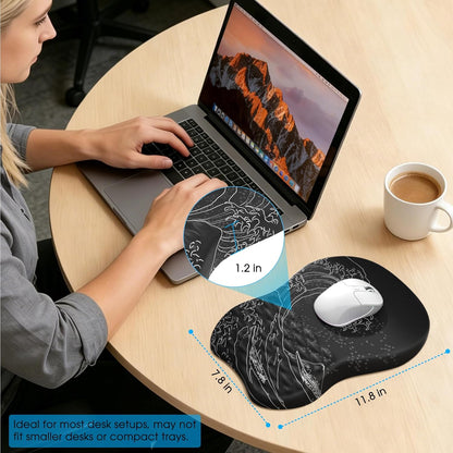 MROCO Ergonomic Mouse Pad with Wrist Support, Memory Foam Wrist Rest Mouse Pad, Non-Slip Base, Smooth Surface for Office & Home, Black